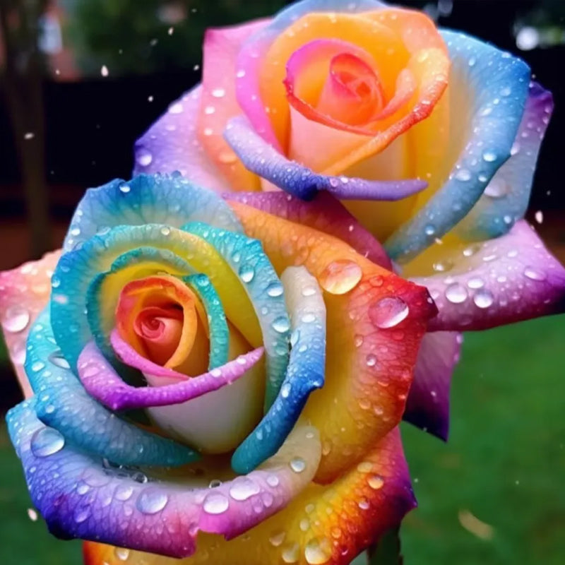 Semillas de rosa arcoíris con degradado