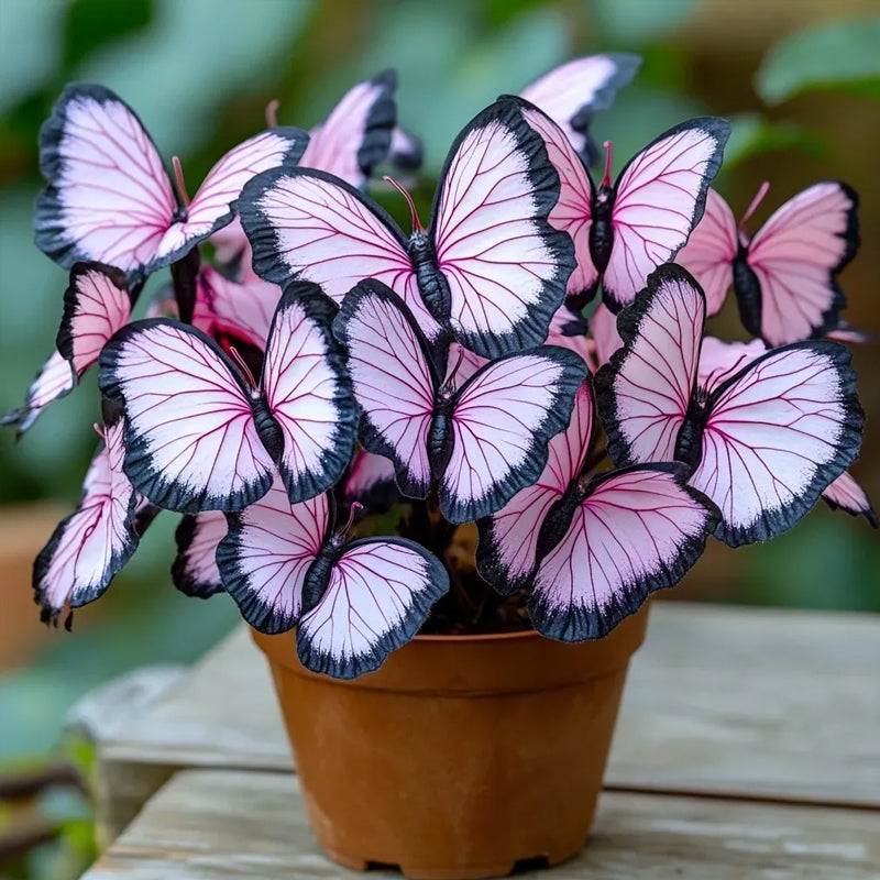 Begonia mariposa🦋Borde negro rosa