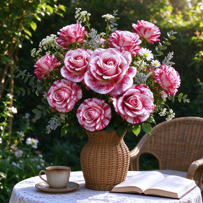 Red White Roses Meteor Shower Seeds Perennial Compact Bicolor for Ornamental