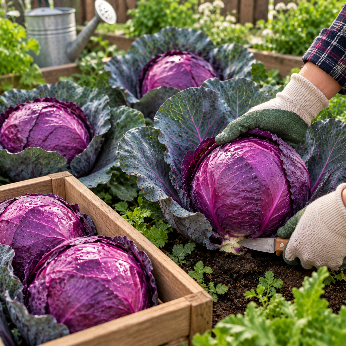 Red Cabbage Seeds Round Compact Purple Heads