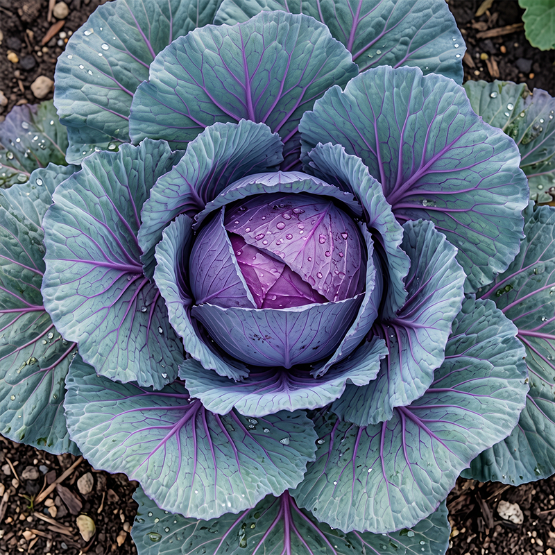 Stellar Blue Red Cabbage Seeds Biennial Compact Purple for Culinary