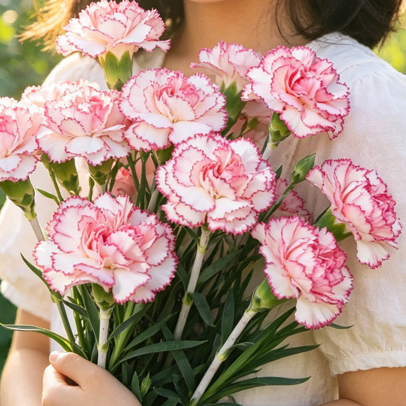 White Pink Picotee Carnation Seeds