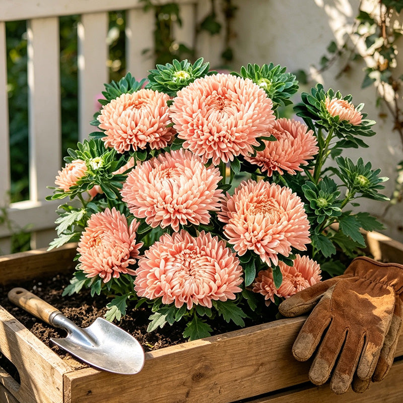 Blush Peach China Aster (Callistephus chinensis) Seeds