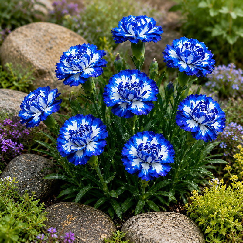 Blue & White Striped Carnation Seeds