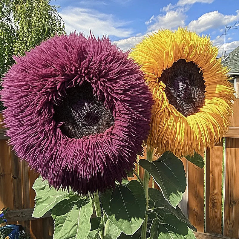 Semillas de girasol gigantes de color morado con forma de osito de peluche