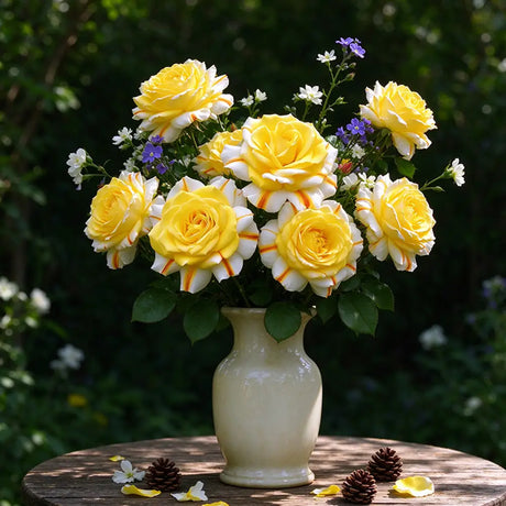 Yellow Striped Rose Seeds Annual Tall Bicolor for Ornamental