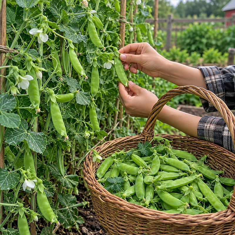 Bumper Crop Snow Pea Seeds Annual Climbing Large Green for Culinary