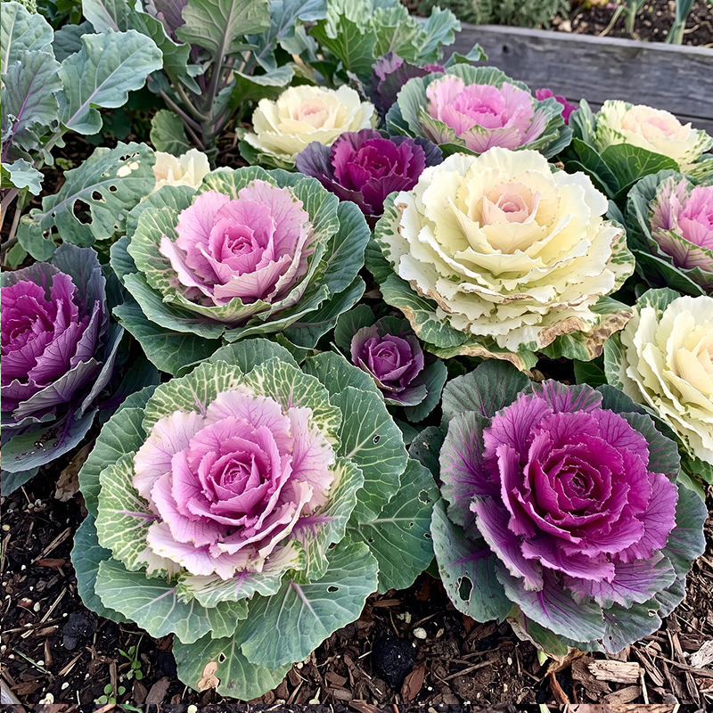 Colorful Kale Mix Kale Seeds Annual Compact Mixed Colors for Salads