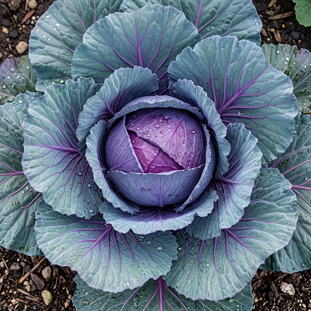 Stellar Blue Red Cabbage Seeds Biennial Compact Purple for Culinary