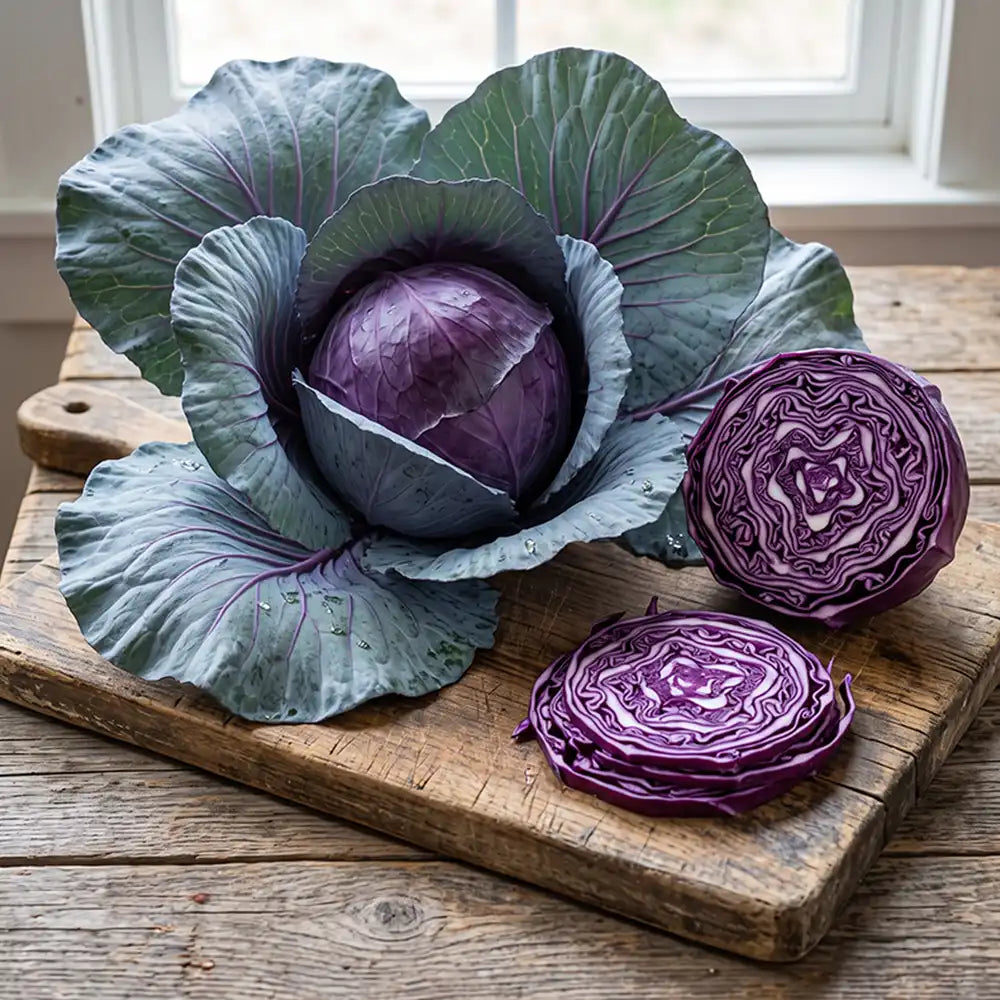 Stellar Blue Red Cabbage Seeds Biennial Compact Purple for Culinary