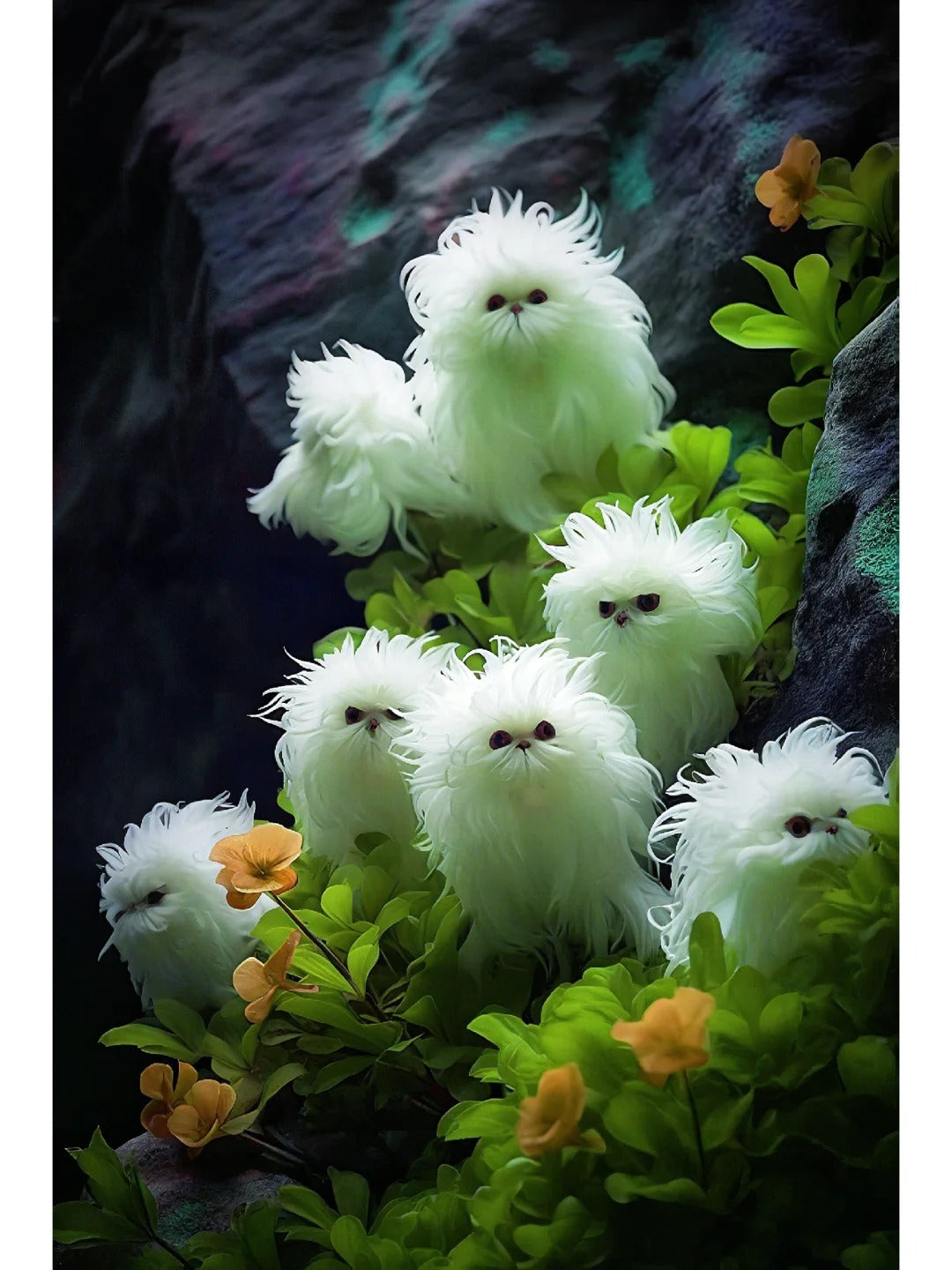 Cat's eye flower dazzle-long hair curly white flower